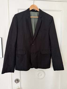 Nice Collective Men's Cotton-Linen Blend Two-Button Blazer Jacket